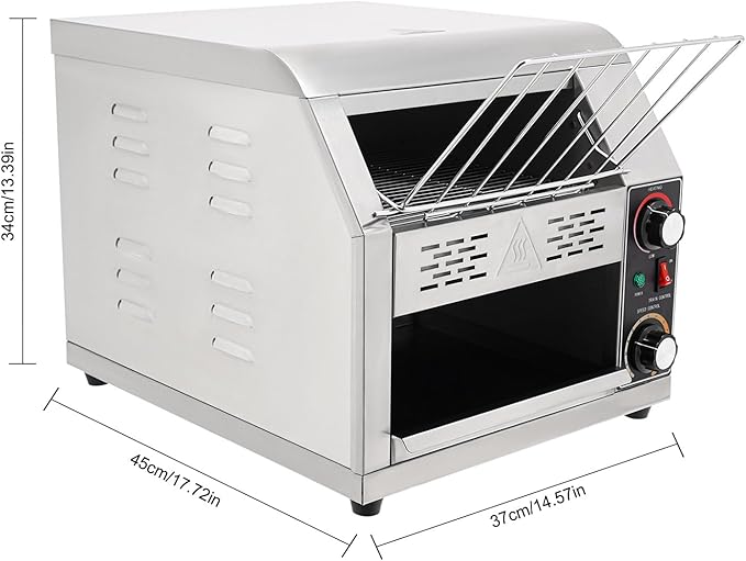 1900W Commercial Conveyor Toaster, 1-7 Gears Electric Stainless Steel - Image 4