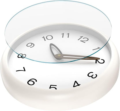 lanktoo Modern Wall Clock, Battery Operated, Tempered Glass, Bathroom - Image 2