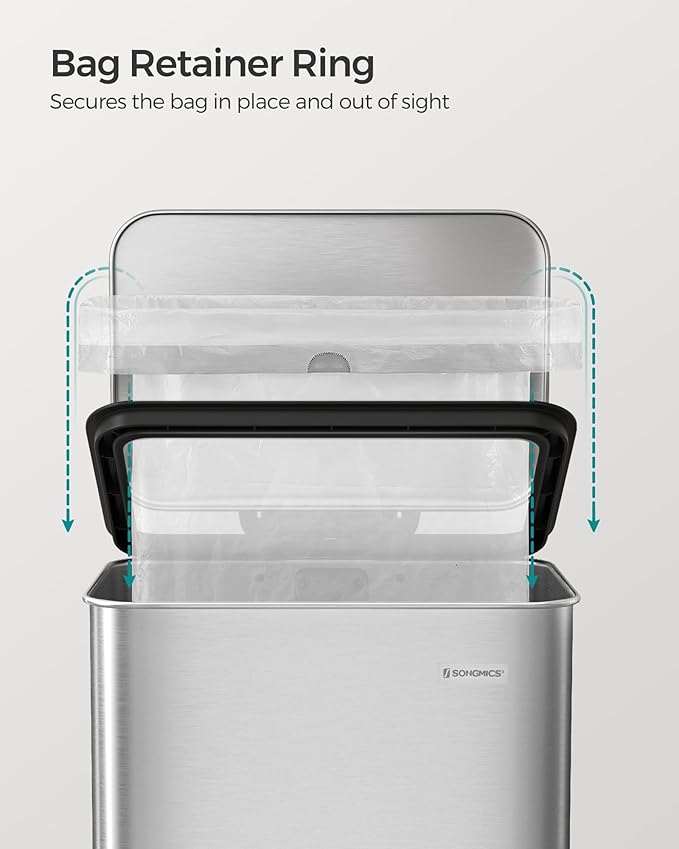 SONGMICS Kitchen Trash Can, 10.5 Gallon Garbage Can, Large Step Trash Bin - Image 6