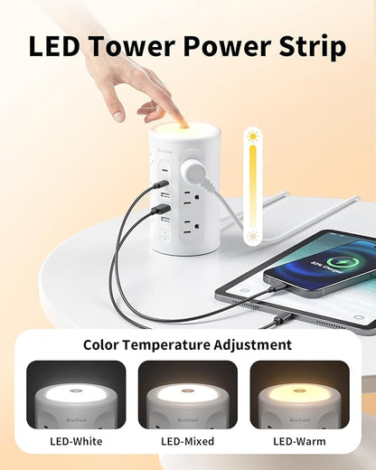 AnnTane Power Strip Tower with Night Light, 15W Surge Protector Power Strip - Image 4
