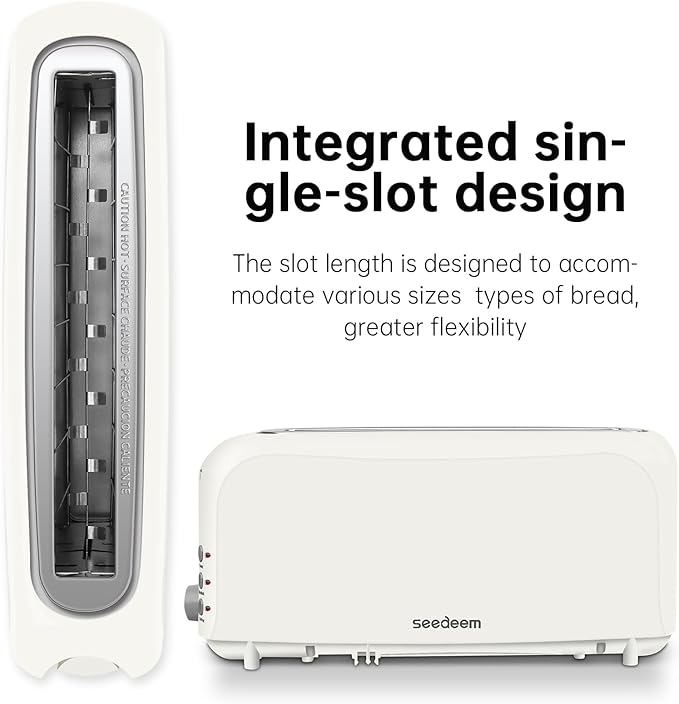 SEEDEEM 2 Slice Slim Toaster, Single 10" Long Slot Toaster Fits Bagels & - Image 3