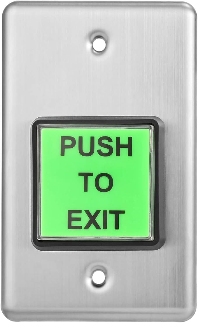 Push to Exit Button Big Square Press Button Green LED Indicator Stainless Steel by YUANWIN
