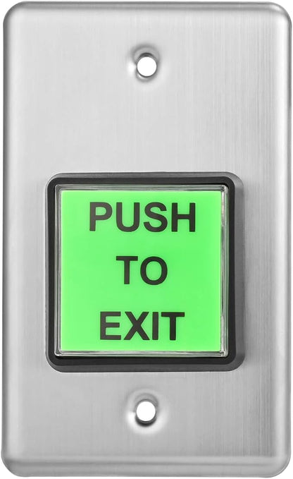 Push to Exit Button Big Square Press Button Green LED Indicator Stainless Steel by YUANWIN