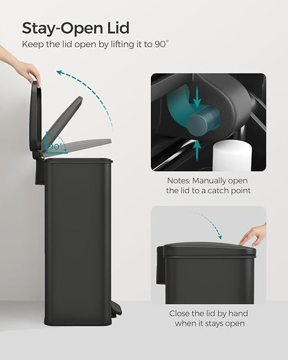 SONGMICS Kitchen Trash Can, 10.5 Gallon Garbage Can, Large Step Trash Bin - Image 4