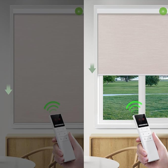 ZSHINE Motorized Blackout Roller Blinds Customize Width Remote Control Wireless - Image 3