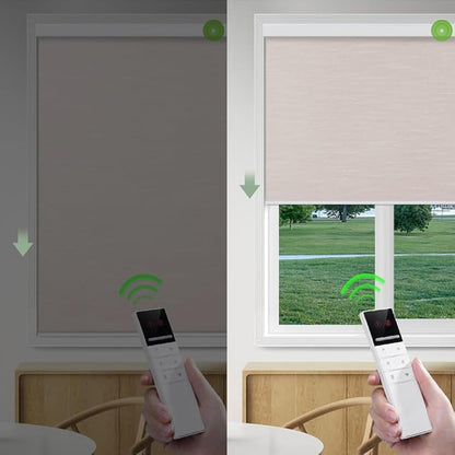 ZSHINE Motorized Blackout Roller Blinds Customize Width Remote Control Wireless - Image 3