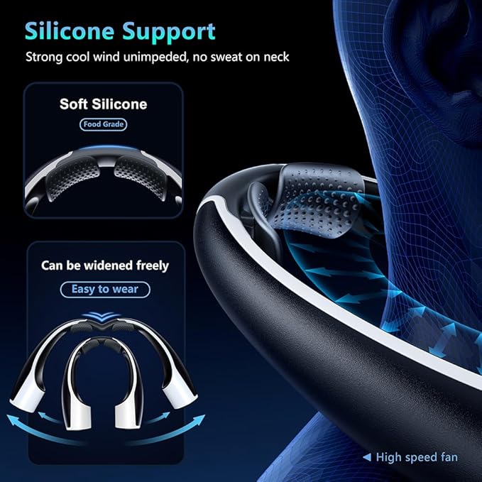 AI Neck Fan, 4 Speeds Adjustable Portable Personal Fan Rechargeable, 4000 mAh - Image 4
