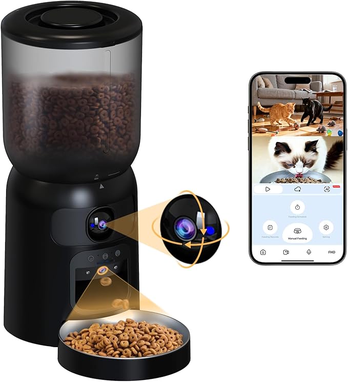 Automatic Cat Feeder with 2K Dual HD Cameras, 2.4/5G WiFi 6L Feeder, Pet Feeder by Stralith