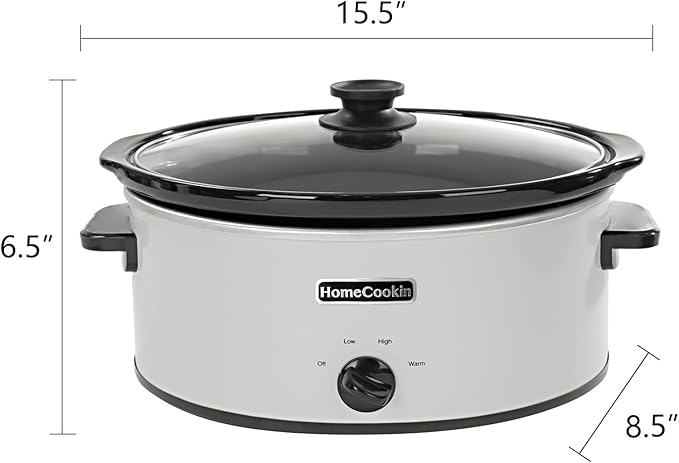 HOMECOOKIN 6 Quart Slow Cooker Oval Manual Pot Food Warmer - Image 4