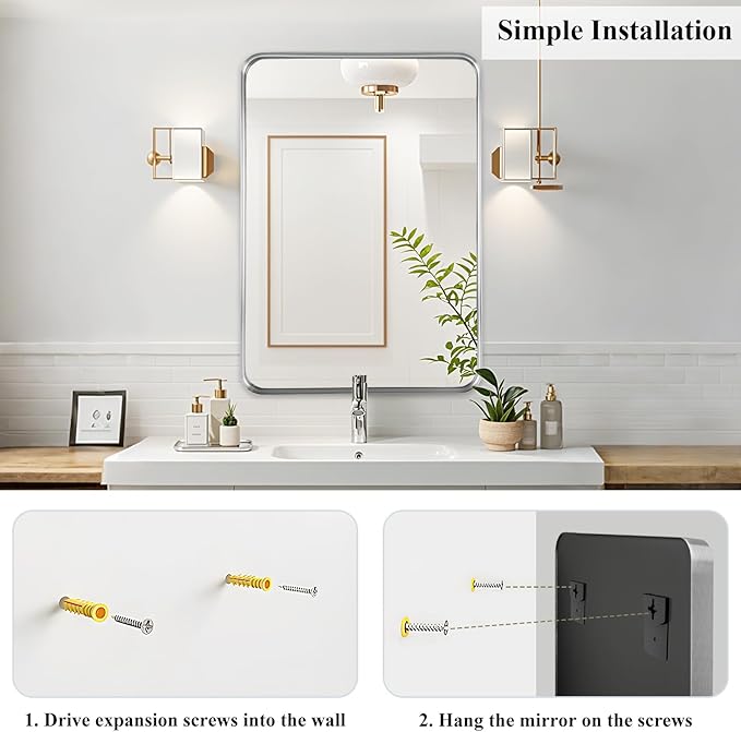 Fabuday Bathroom Mirror Silver Framed - Image 6