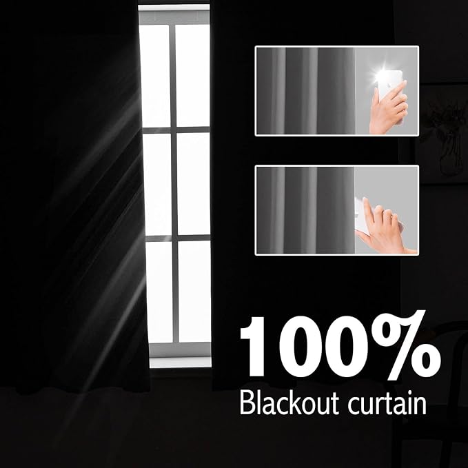 Anytime 100% Blackout Curtain 2 Panels Set, Thermal Insulated Window Drapes - Image 3