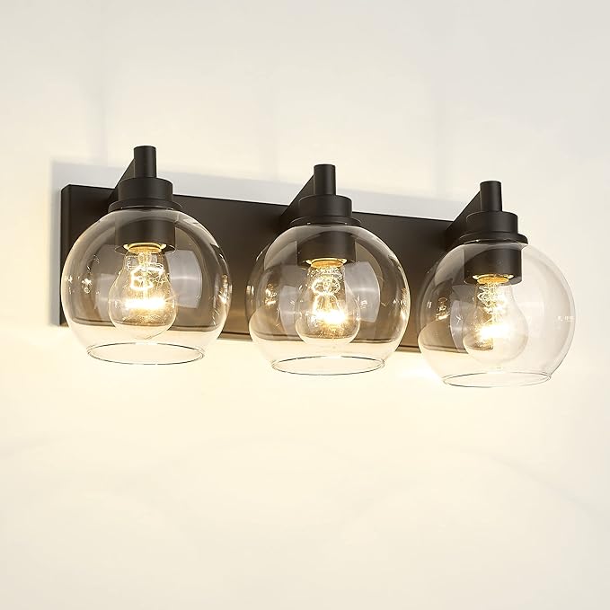 METWET Bathroom Light Fixtures, 3-Light Matte Black Vanity Light, Modern Wall - Image 7