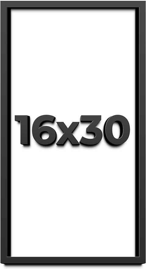 16x30 Shadow Box Frame Black | 1 Inch Deep Solid Wood Shadowbox Display Frame | by CustomPictureFrames
