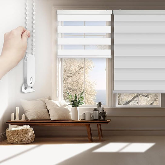 FOIRESOFT Standard Blackout Zebra Roller Blinds Dual Layer Privacy Shade by Foiresoft