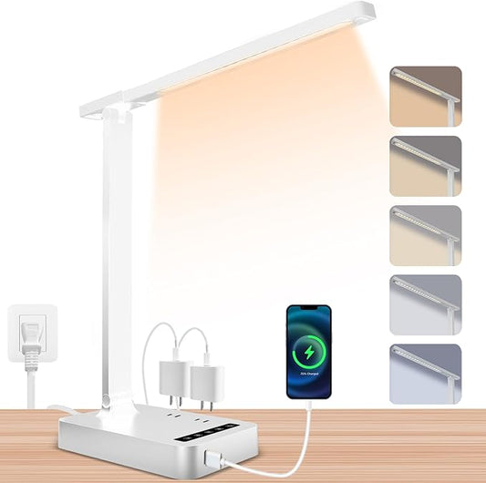 Smart Desk Lamp with 4-in-1 Charging Station, 5 Color temperatures and 5 by snsok