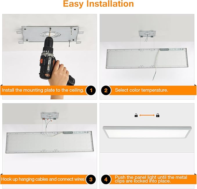 Mcacggo 12-Pack 1x4 LED Flat Panel Light Surface Mount, 3000K/4000K/5000K - Image 8