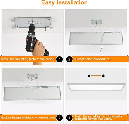 Mcacggo 1x4 LED Flat Panel Light Surface Mount, 3000K-4000K-5000K Selectable & - Image 8