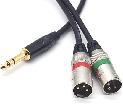 SiYear 1/4" TRS to Dual XLR Male Y Splitter Cable, 6.35mm Quarter inch Stereo - Image 2