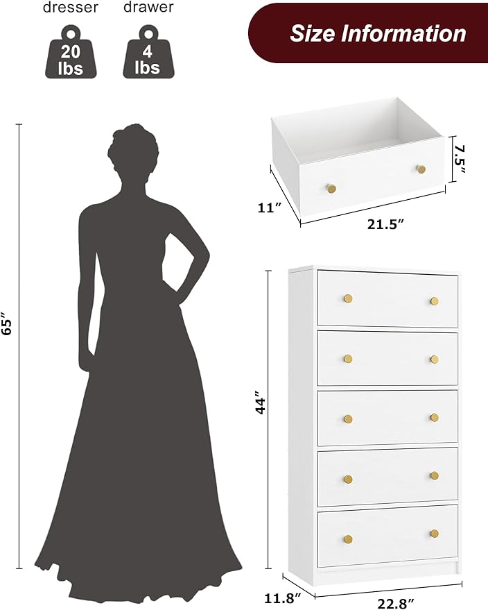 Nicehill White Dresser for Bedroom - Image 3