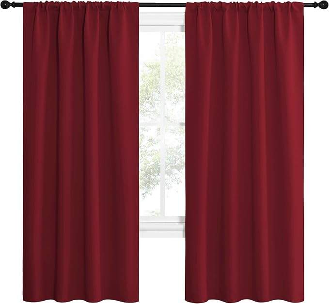 NICETOWN Christmas Burgundy Red Blackout Curtains 72 inches Long, Privacy Room - Image 2