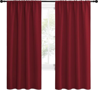 NICETOWN Christmas Burgundy Red Blackout Curtains 72 inches Long, Privacy Room - Image 2