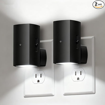 Brightown 2 Pack Black Night Lights Plug into Wall, Modern Night Light by Brightown