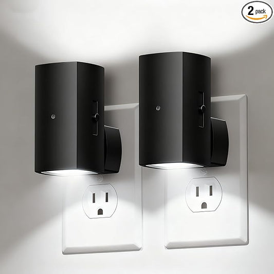 Brightown 2 Pack Black Night Lights Plug into Wall, Modern Night Light by Brightown