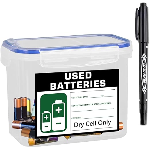 Battery Disposal Container for Used Dry Cell Batteries, Battery Recycling by merrisport
