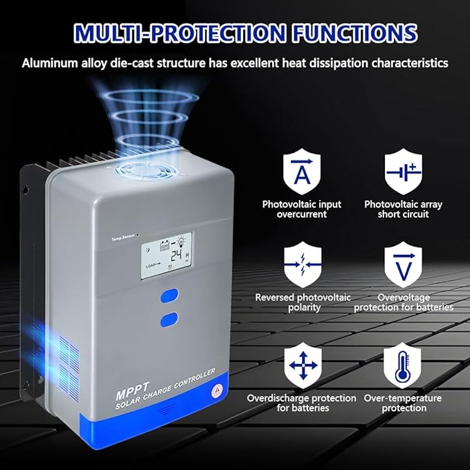 60A MPPT Solar Charge Controller 12V/24V/36V/48V Auto Battery Regulator LCD - Image 6