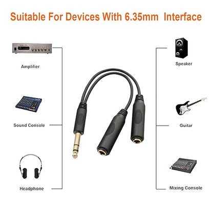 TISINO 6.35mm Jack Splitter Cable, Headphone Splitter Cable, Stereo Male to - Image 2