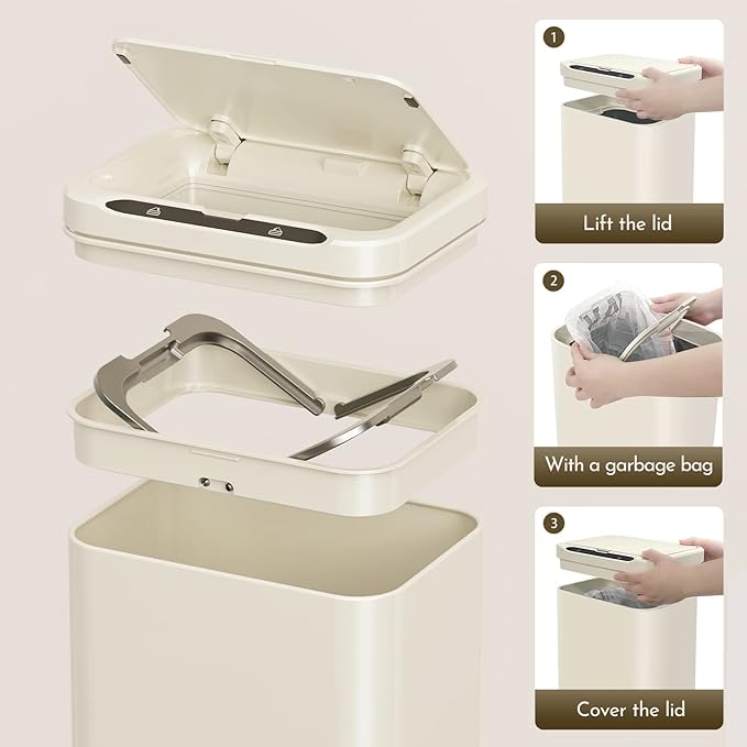 ELPHECO Stainless Steel Office Trash Can Motion Sensor Garbage Can Touchless - Image 7