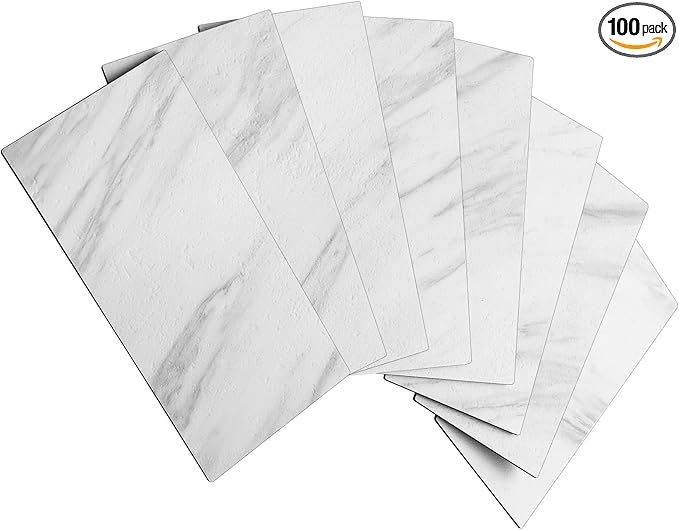 AULIGET 100-Piece White Marble Look Peel and Stick Backsplash Wall Tiles by AULIGET