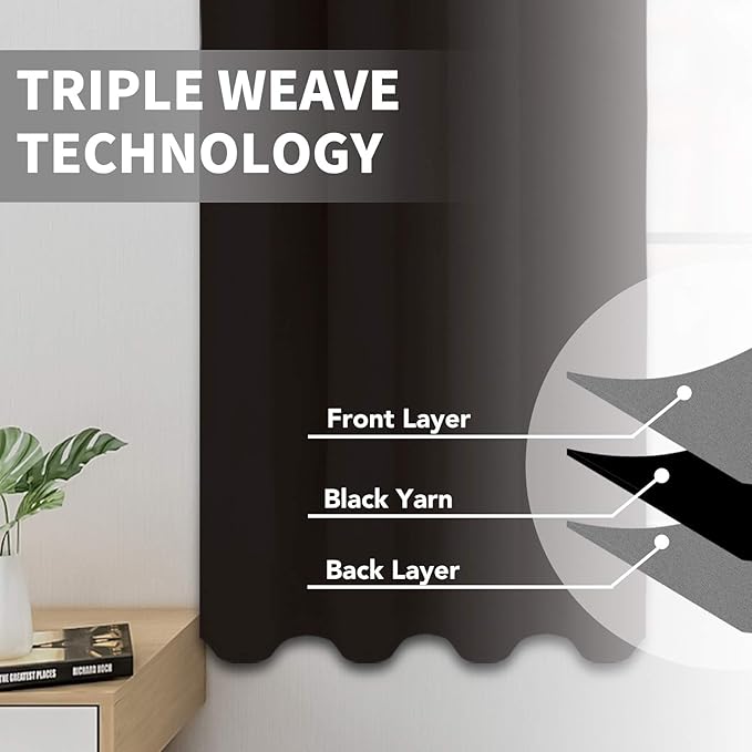 Easy-Going Blackout Curtains for Bedroom, Solid Thermal Insulated Grommet and - Image 3