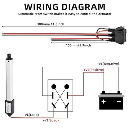 NORJIN 12V 4" Stroke Mini Electric Linear Actuator, Speed 4mm/s, Linear Motion - Image 3