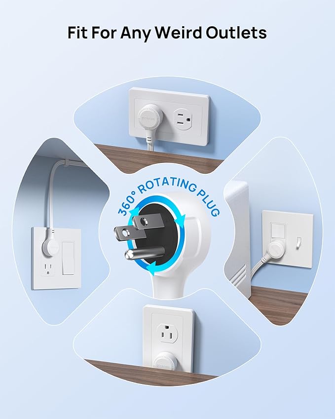 TROND 360° Rotating Plug Surge Protector Power Strip, 2 USB C and 2 USB A - Image 5