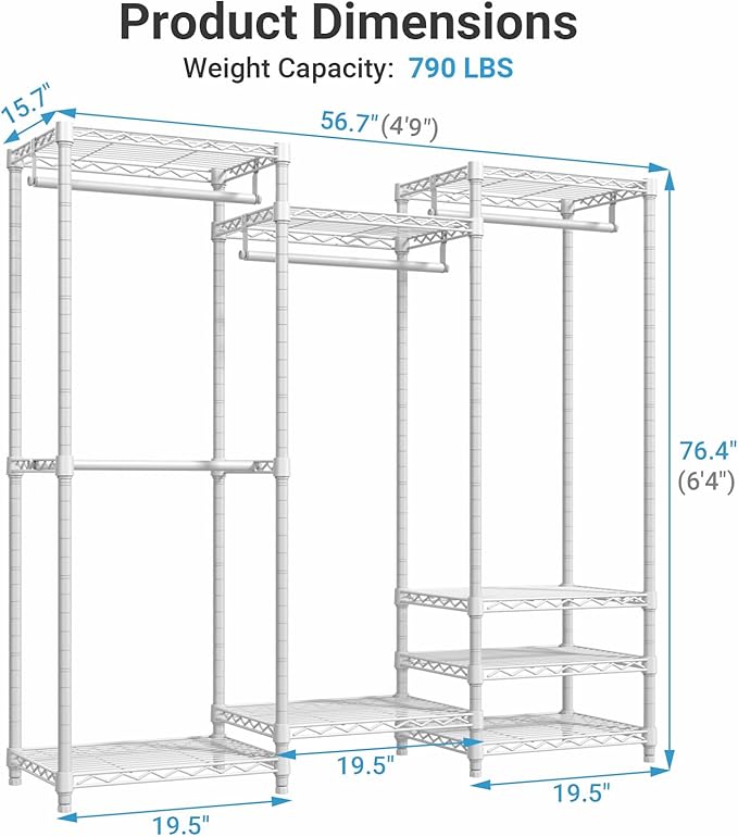 VIPEK V5 Medium Portable Closet Wardrobe Heavy Duty Clothes Rack, Freestanding - Image 5