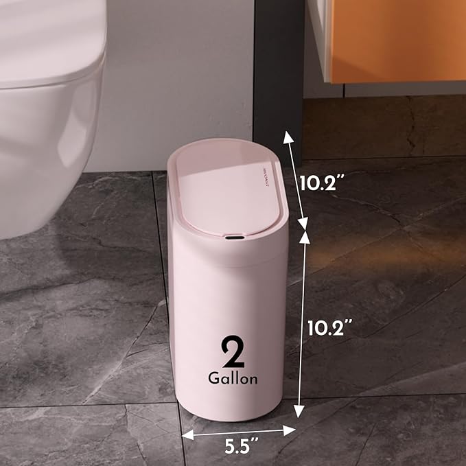 Bathroom Trash Can with Lid 2 Gallon Slim Motion Sensor Garbage Can Narrow - Image 2