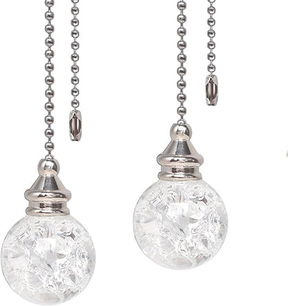 LONGSHENG - SINCE 2001 - 2PCS White Pull Chains Crystal Glass Ice Cracked Ball by LONGSHENG-SINCE2001-