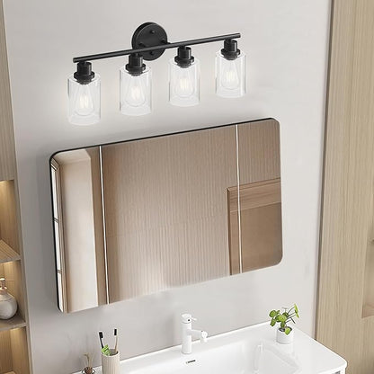 Guliaofo 4-Light Black Bathroom Light Fixtures, E26 Modern Vanity Lights - Image 4