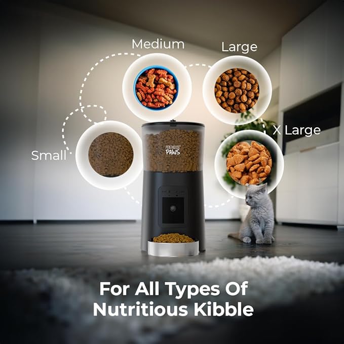 Penthouse Paws Smart HD Automatic Pet Feeder, 6L Dry Food Capacity, 1080p Camera - Image 9