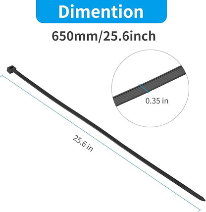 XINGO 26 inch Black Zip Ties Heavy Duty 100 Pack, 200 LBS Ultra Strong Plastic - Image 3