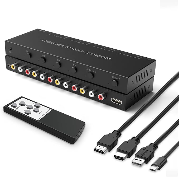 RuiPuo 4Port AV to HDMI Converter, 4Port AV to HDMI Switcher by RuiPuo