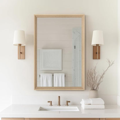 Oak Wood Effect Framed Wall Mirror, 20x30 Rectangle Mirror, Anti-desilvering by Ultrue