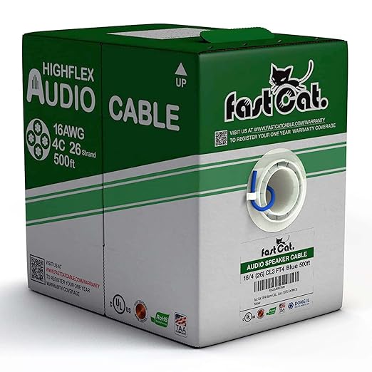 fast Cat. Speaker Wire 16 Guage 4C, UL Listed & CMR/CL3R-FT4 Rated by CONNECTIVITYviafastCat