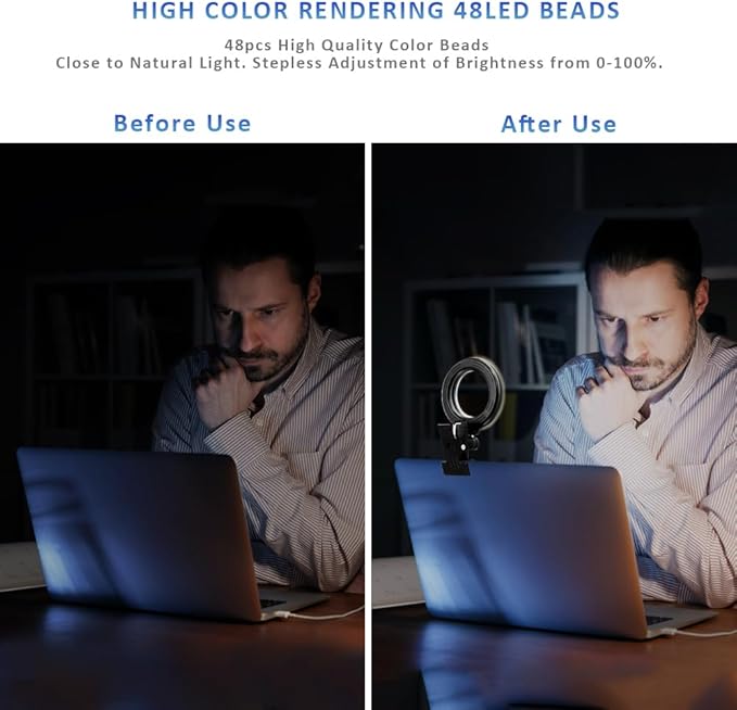 Cyezcor Video Conference Lighting Kit， Clip on Light Reading Lights， Ring Light - Image 2