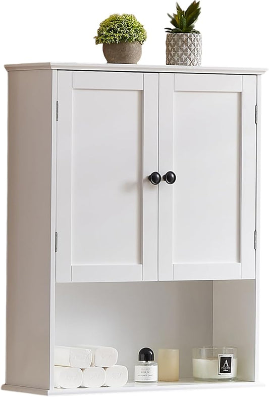 Bathroom Wall Cabinet, Over Toilet Storage Hanging Cabinet Adjustable Shelves by Elnure