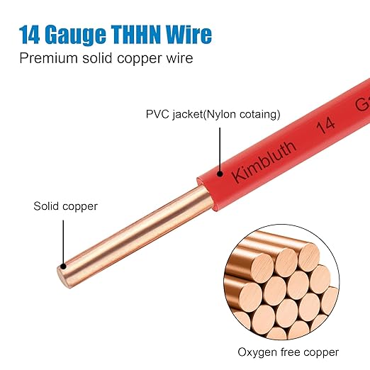 THHN Wire 14 Gauge 100 FT OFC Electrical Wire, 14 AWG Solid Copper Wire Rated - Image 2
