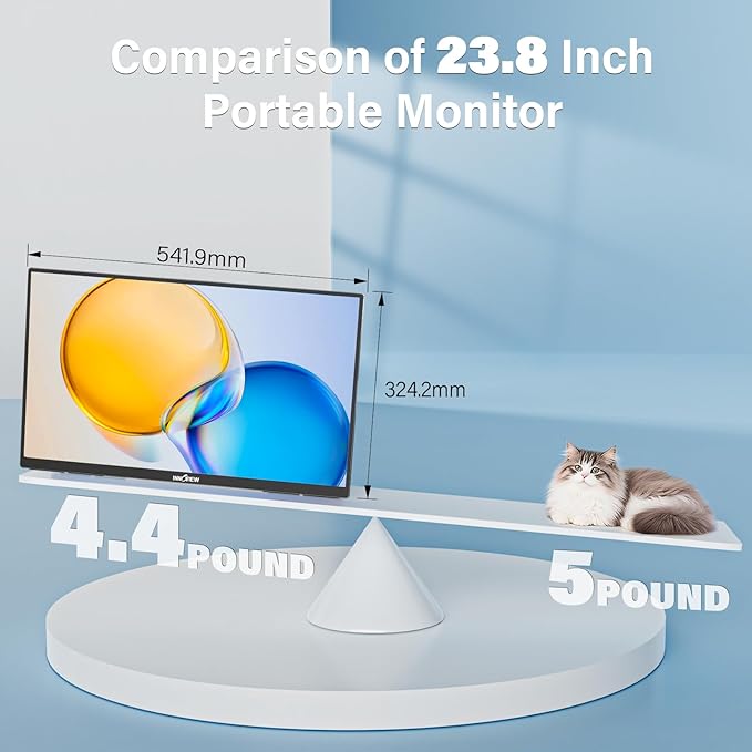 Innoview 23.8” 4K Large Portable Monitor, UHD 100%sRGB IPS Speakers USB-C HDMI - Image 3