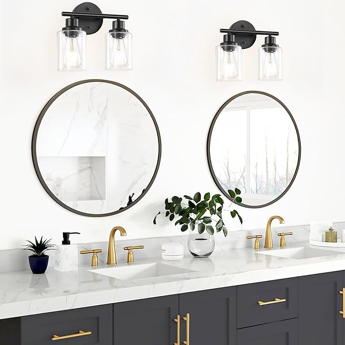 Guliaofo 2-Light Black Bathroom Light Fixtures, E26 Modern Vanity Lights - Image 6