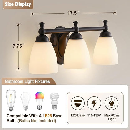 EJIAXIN Vanity Lights for Bathroom, 3-Light Modern Vanity Light Over Mirror - Image 5
